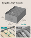 Set of 2 Drawer Organisers – Fabric – Dove Grey – 6 Compartments