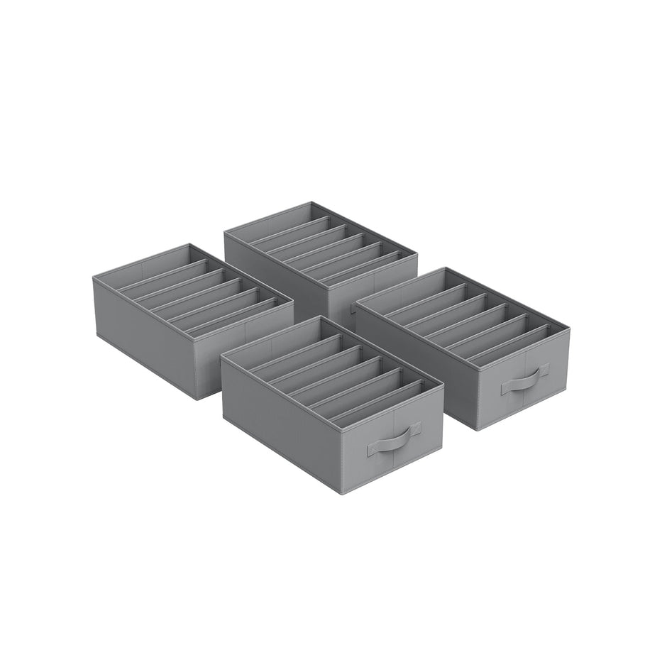 Drawer Organisers – Fabric – Dove Grey – Set of 4, 6-Compartment