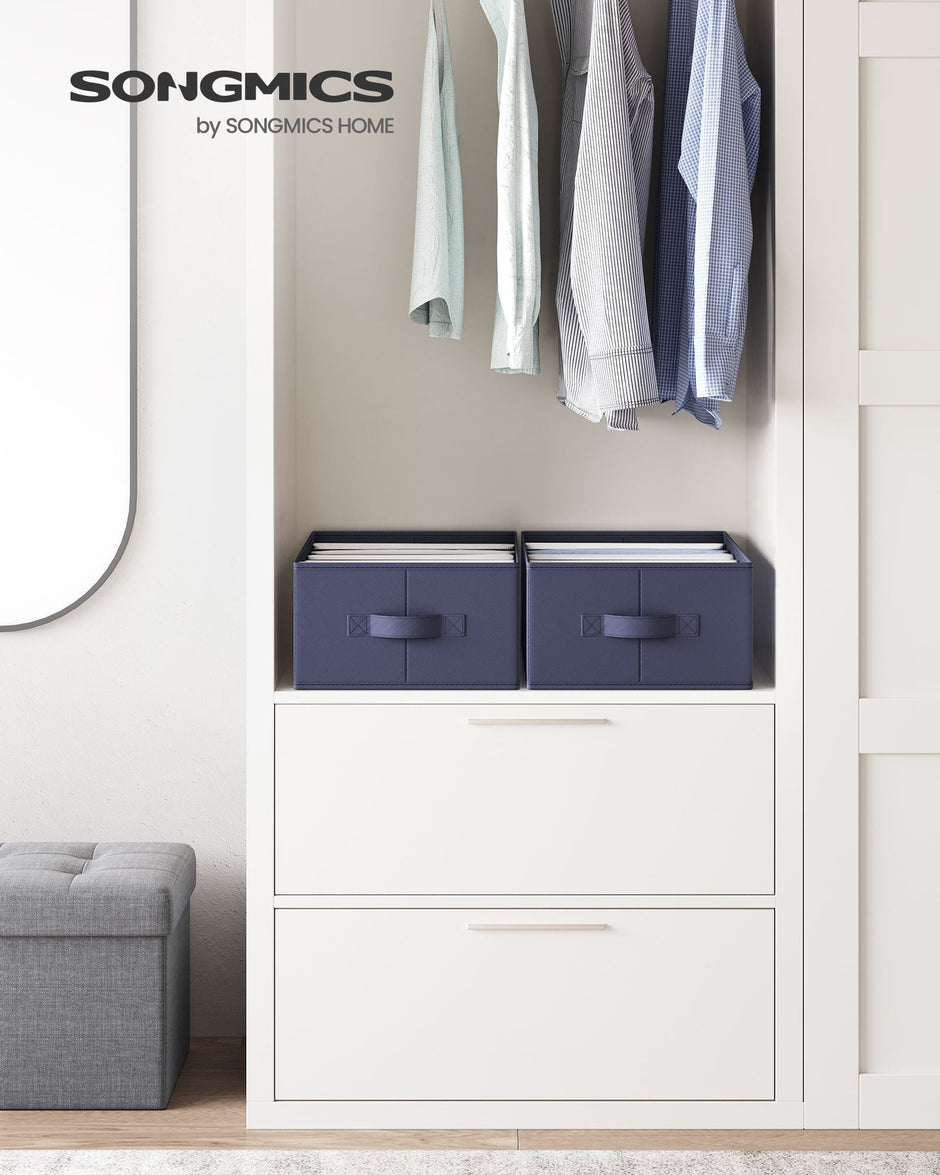 Drawer Organisers – Fabric – Charcoal Blue – Set of 2, 6-Compartment, Foldable