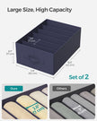 Drawer Organisers – Fabric – Charcoal Blue – Set of 2, 6-Compartment, Foldable