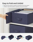 Drawer Organisers – Fabric – Charcoal Blue – Set of 2, 6-Compartment, Foldable