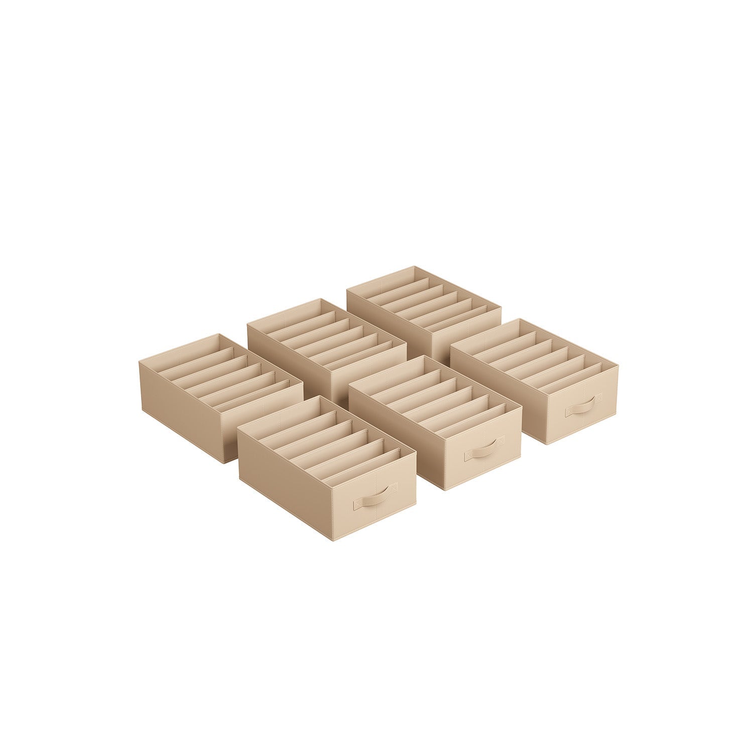 Set of 6 Drawer Organisers – Fabric – Sand Beige – 6 Compartments