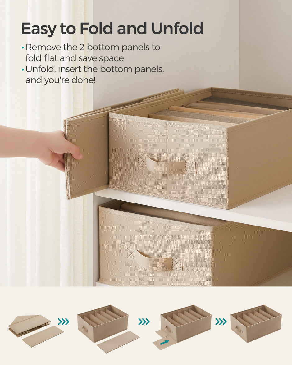 Set of 6 Drawer Organisers – Fabric – Sand Beige – 6 Compartments