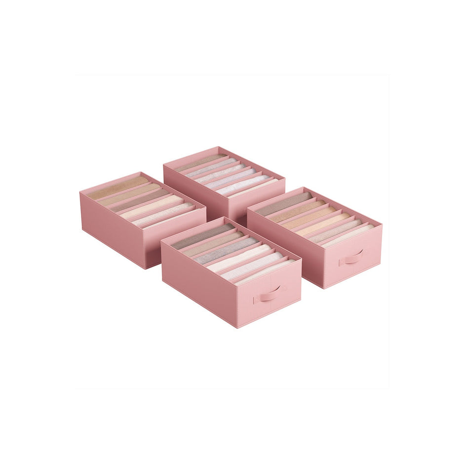 Set of 4 Drawer Organisers – Fabric – Jelly Pink – 6 Compartments