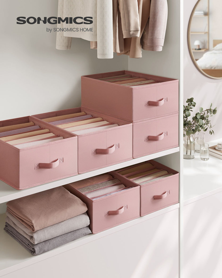 Set of 4 Drawer Organisers – Fabric – Jelly Pink – 6 Compartments
