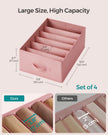 Set of 4 Drawer Organisers – Fabric – Jelly Pink – 6 Compartments