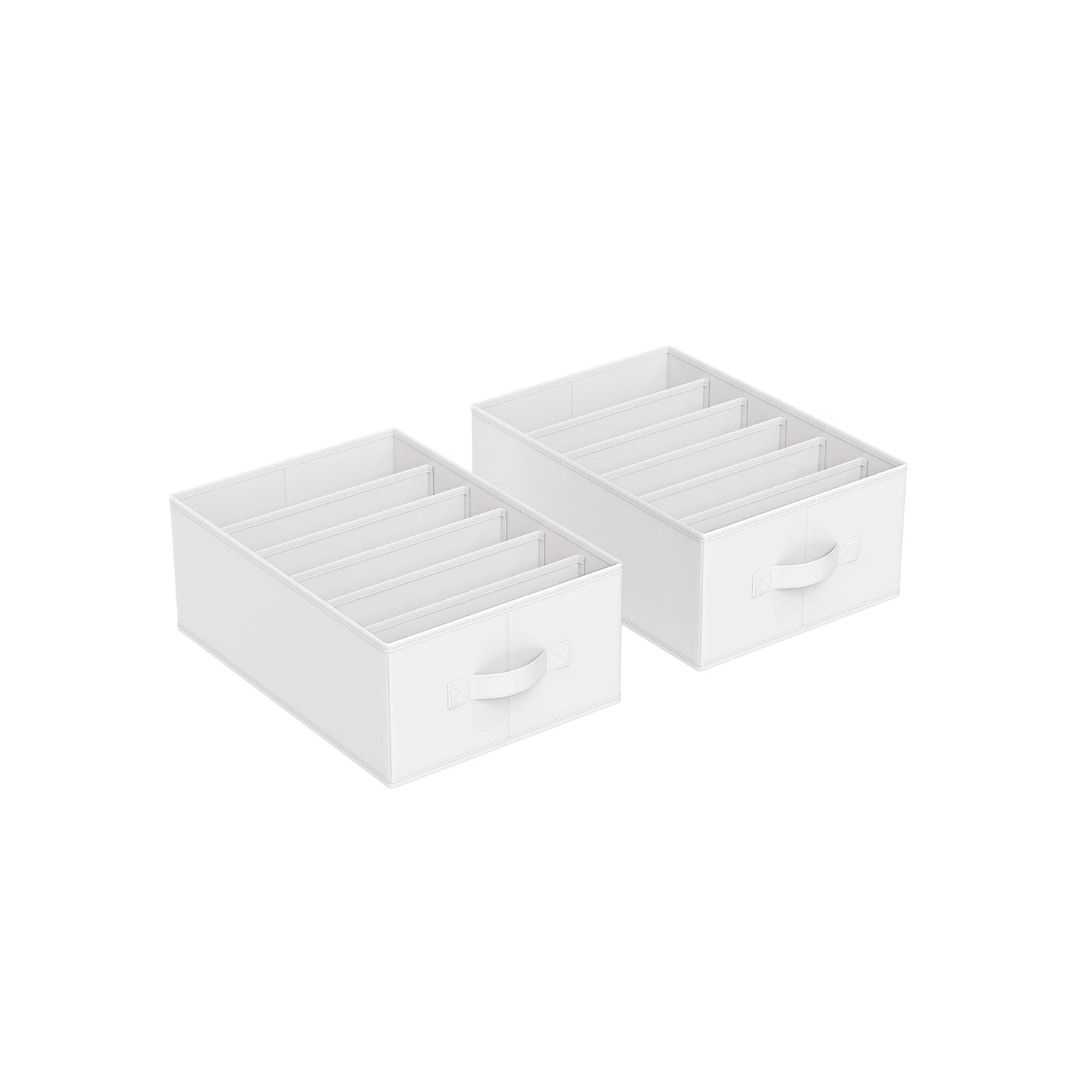 Drawer Organisers – Fabric – Classic White – Set of 2 with 6 Compartments