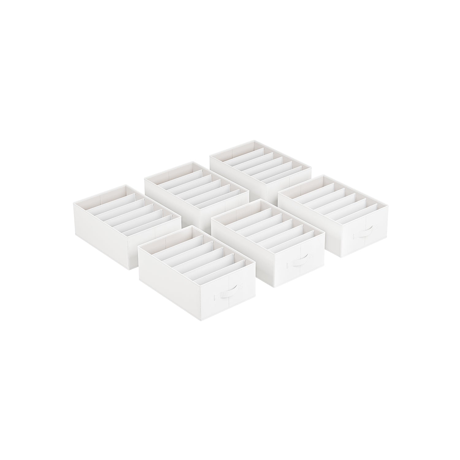 Set of 6 Drawer Organisers – Fabric – Cloud White – 6 Compartments