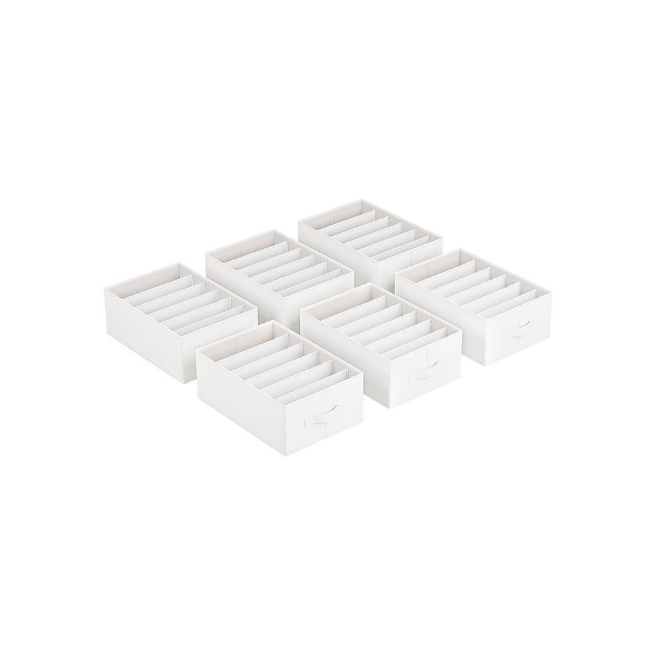 Set of 6 Drawer Organisers – Fabric – Cloud White – 6 Compartments
