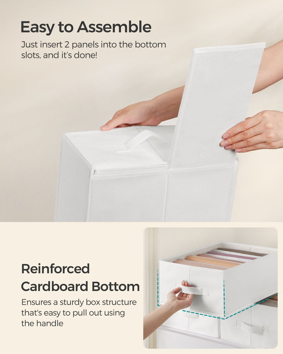 Set of 6 Drawer Organisers – Fabric – Cloud White – 6 Compartments