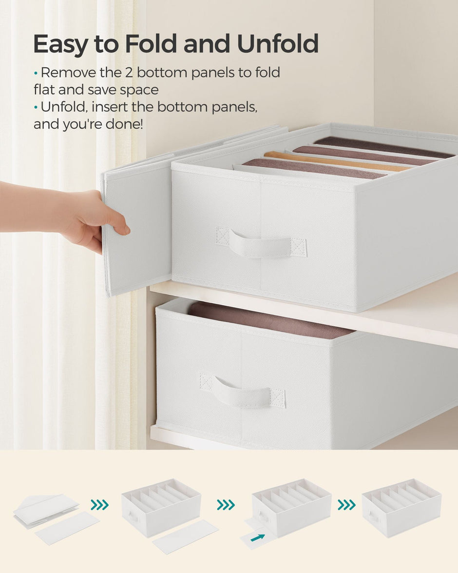 Set of 6 Drawer Organisers – Fabric – Cloud White – 6 Compartments
