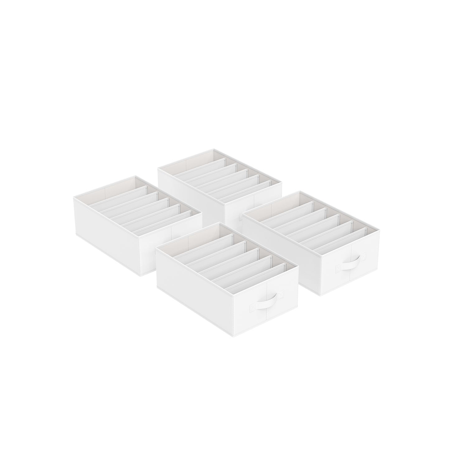 Drawer Organisers – Non-Woven Fabric – Classic White – Set of 4, 6-Compartment