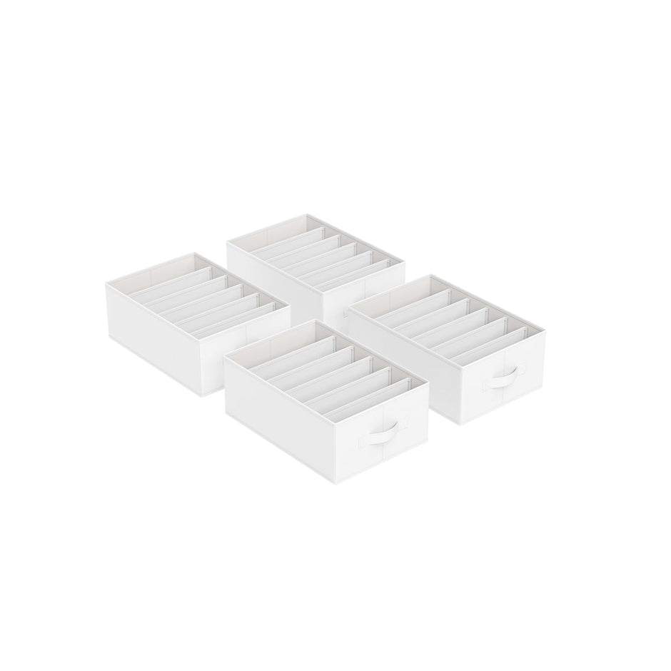 Drawer Organisers – Non-Woven Fabric – Classic White – Set of 4, 6-Compartment