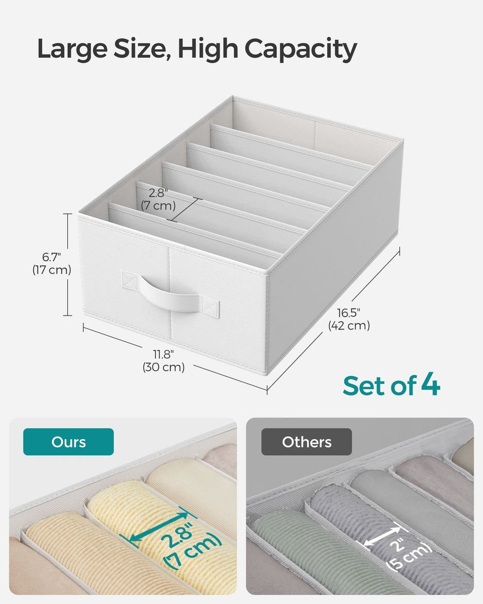 Drawer Organisers – Non-Woven Fabric – Classic White – Set of 4, 6-Compartment