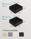 Drawer Organisers Set – Fabric – Ink Black – 80 Compartments