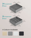 Drawer Organisers Set – Fabric – Dove Grey – 80 Compartments, Foldable Design