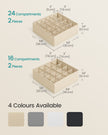 Set of 6 Drawer Organisers – Fabric – Sand Beige – 120 Compartments