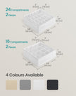 Set of 4 Drawer Organisers – Fabric – Cloud White – 80 Compartments