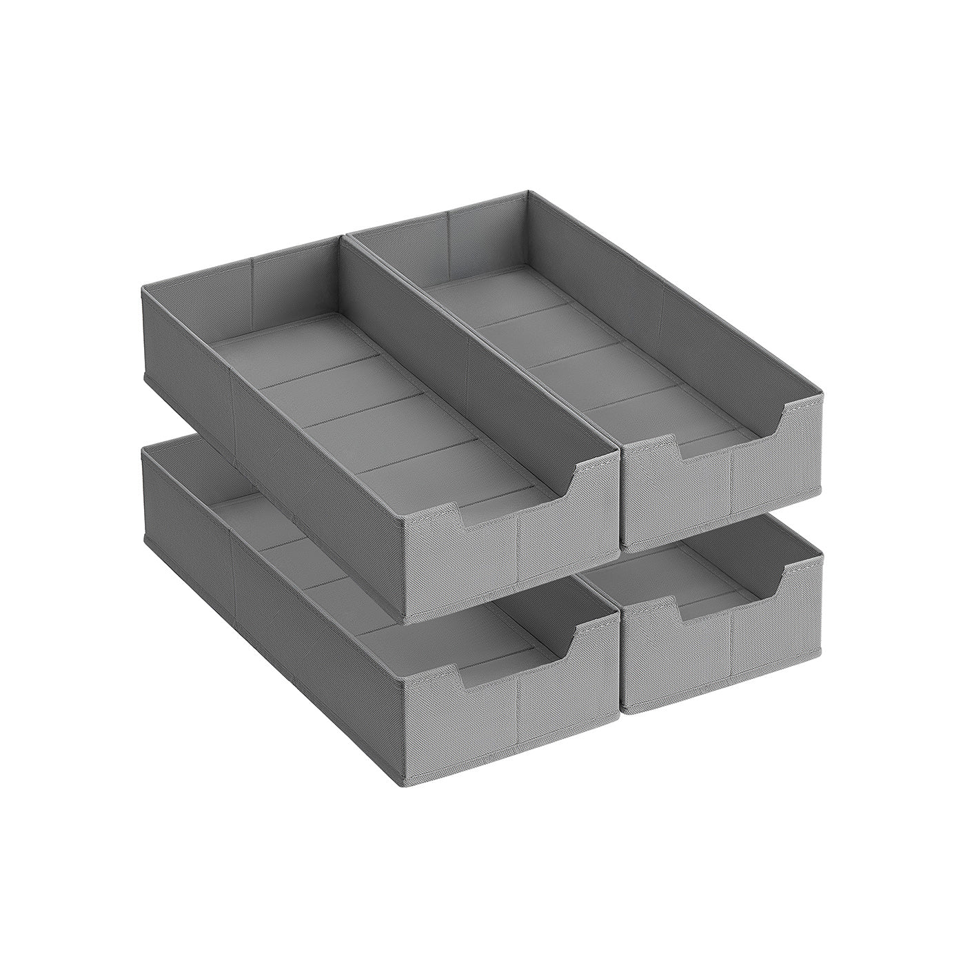 Set of Foldable Drawer Organisers – Fabric – Dove Grey – Includes Dividers