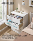 Set of Foldable Drawer Organisers – Fabric – Dove Grey – Includes Dividers