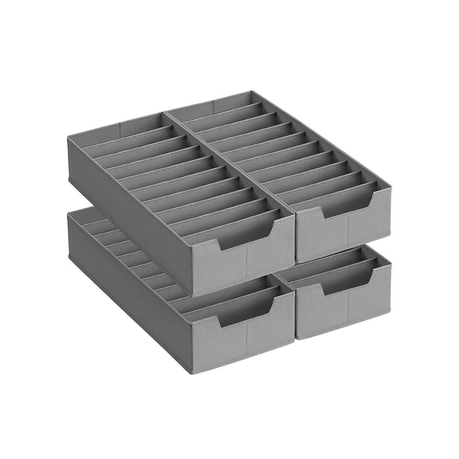 Set of Foldable Drawer Organisers – Fabric – Dove Grey – Includes Dividers