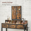 Dressing Table – Wood – Industrial Style – Tri-Fold Mirror with 3 Drawers and Hair Dryer Holder