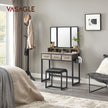 Dressing Table – Wood – Industrial Style – Tri-Fold Mirror, 3 Drawers, Hair Dryer Holder