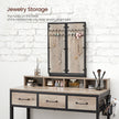 Dressing Table – Wood – Industrial Style – Tri-Fold Mirror, 3 Drawers, Hair Dryer Holder