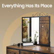 Dressing Table Set – Steel Frame – Rustic Brown and Black – Triple Fold Mirror with 3 Drawers