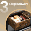Dressing Table Set – Steel Frame – Rustic Brown and Black – Triple Fold Mirror with 3 Drawers