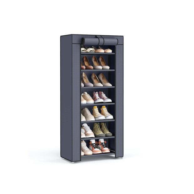 7-Tier Shoe Organiser – Non-Woven Fabric – Grey – Dustproof Design