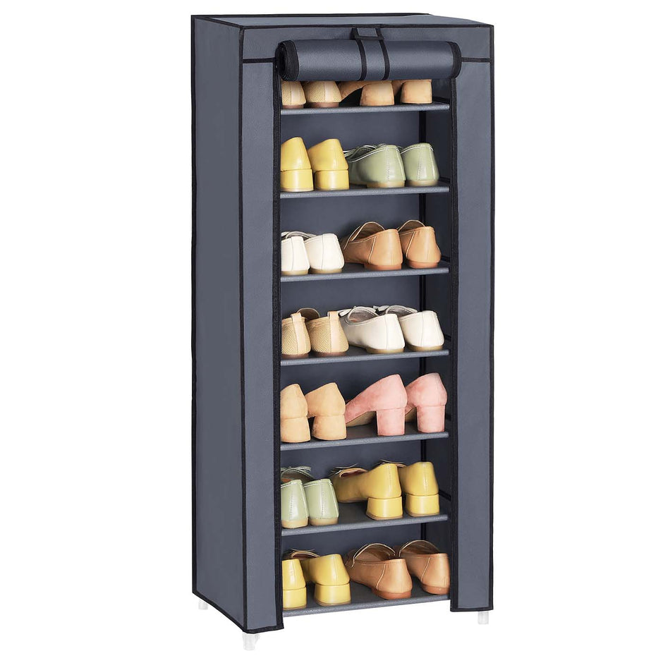7-Tier Shoe Organiser – Non-Woven Fabric – Grey – Dustproof Design