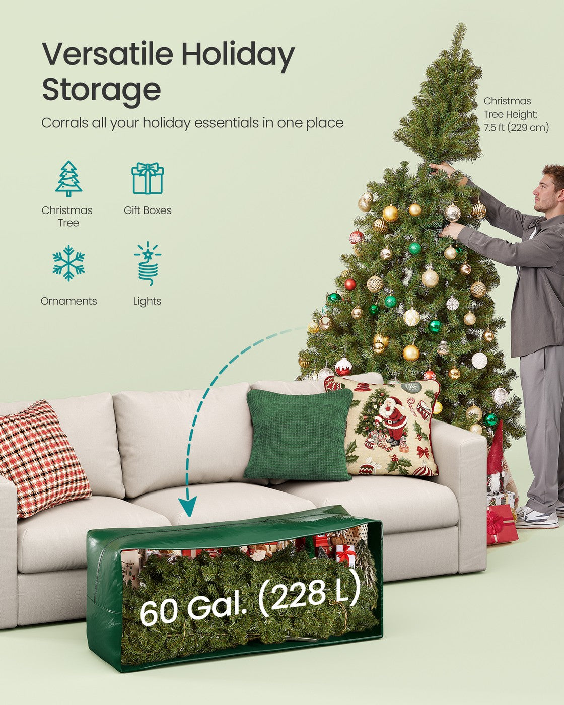 Artificial Tree Storage Bag – Tear-Resistant PE – Red – Heavy Duty with Zip and Reinforced Seams