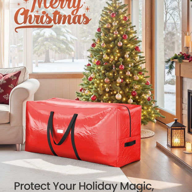 Artificial Tree Storage Bag – Tear-Resistant PE – Red – Heavy Duty with Zip and Reinforced Seams