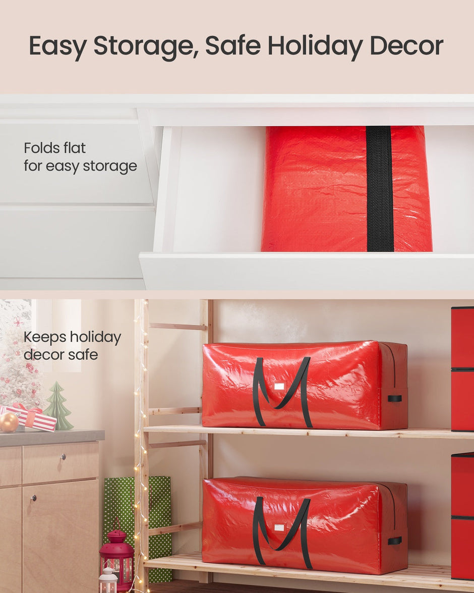 Artificial Tree Storage Bag – Tear-Resistant PE – Red – Heavy Duty with Zip and Reinforced Seams