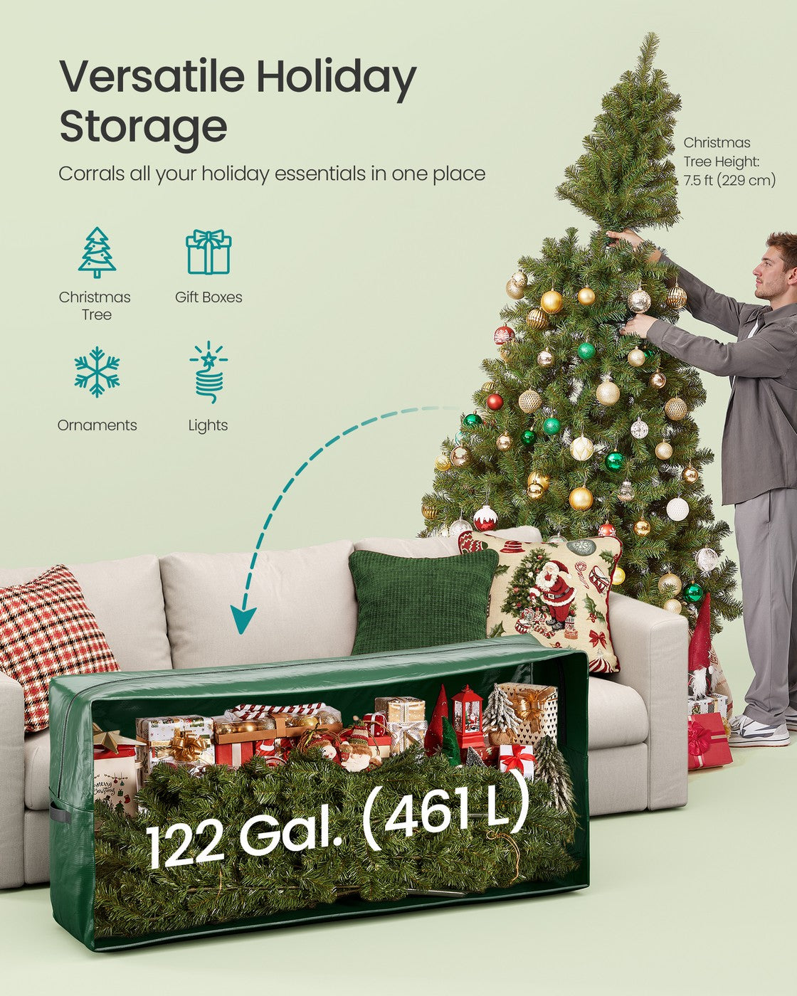Artificial Tree Storage Bag – Tear-Resistant PE – Red – Heavy Duty with Zip and Reinforced Seams