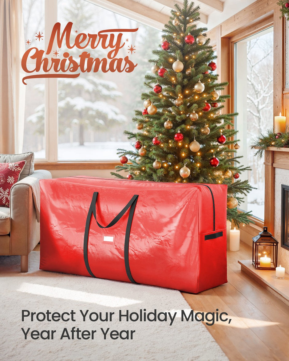 Artificial Tree Storage Bag – Tear-Resistant PE – Red – Heavy Duty with Zip and Reinforced Seams
