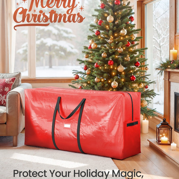 Artificial Tree Storage Bag – Tear-Resistant PE – Red – Heavy Duty with Zip and Reinforced Seams