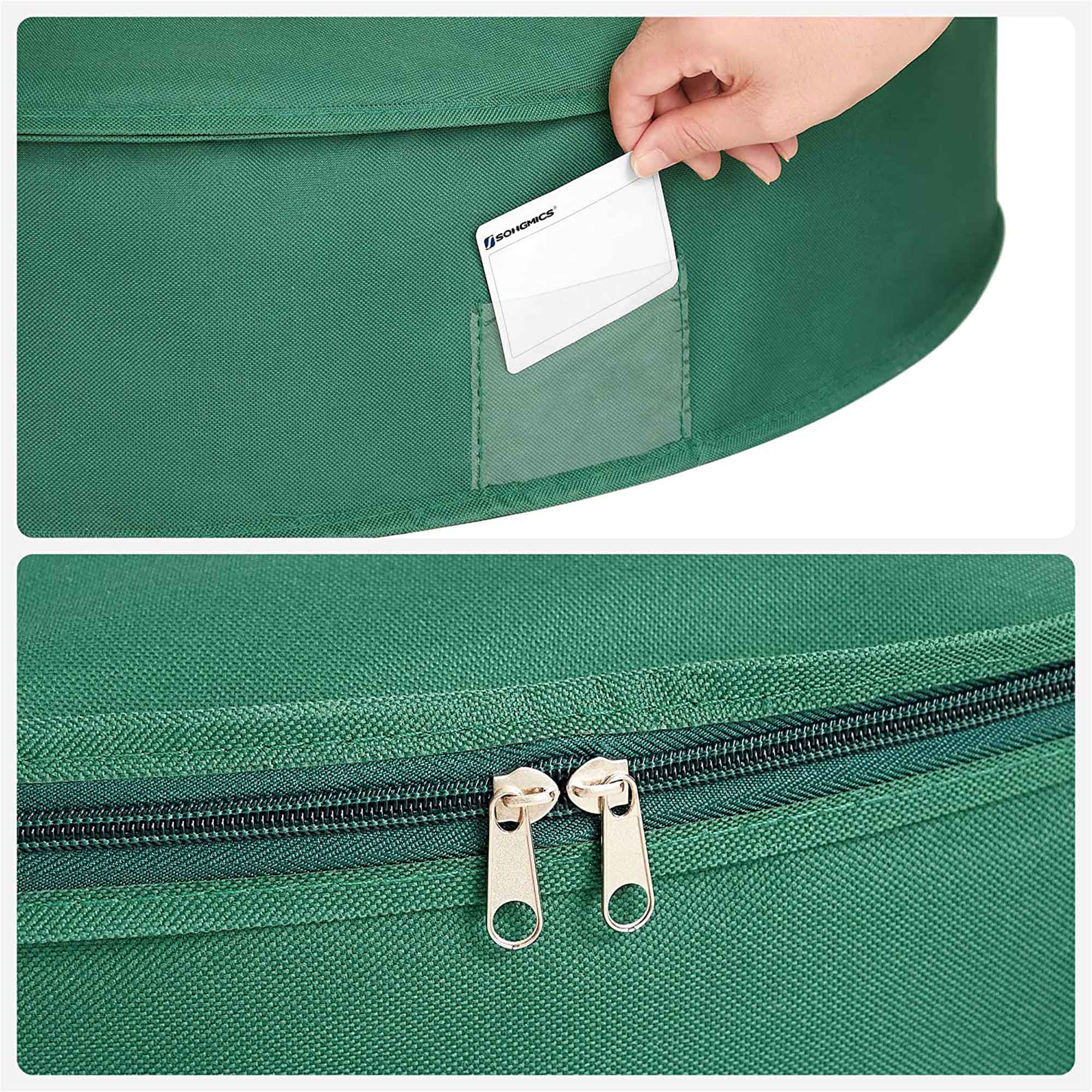 Set of 2 Wreath Storage Bags – Fabric – Green – Dustproof with Divider and Pocket