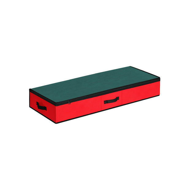 Underbed Storage Bag – Fabric – Green and Red – Foldable with Divider and Dustproof Zipper