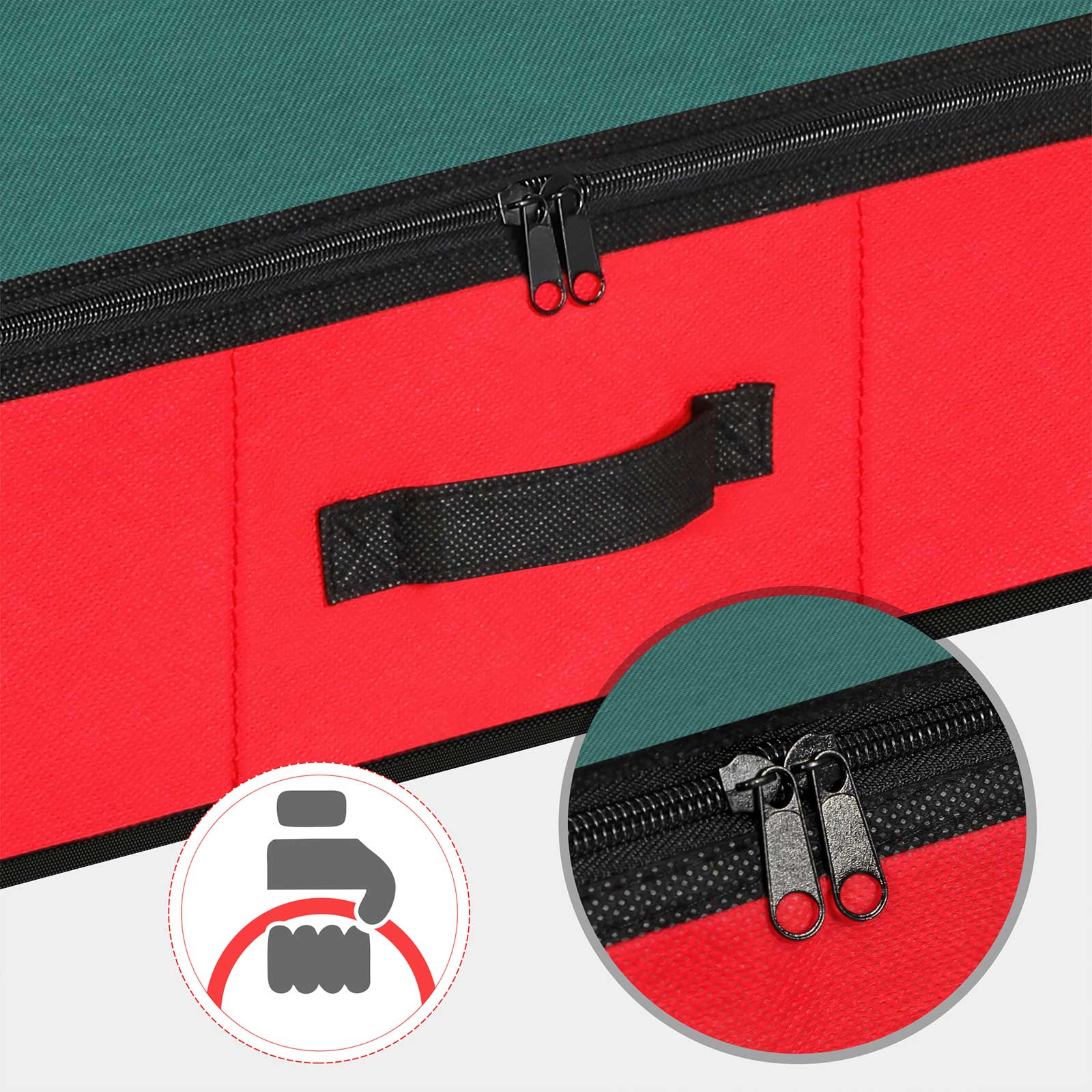 Underbed Storage Bag – Fabric – Green and Red – Foldable with Divider and Dustproof Zipper