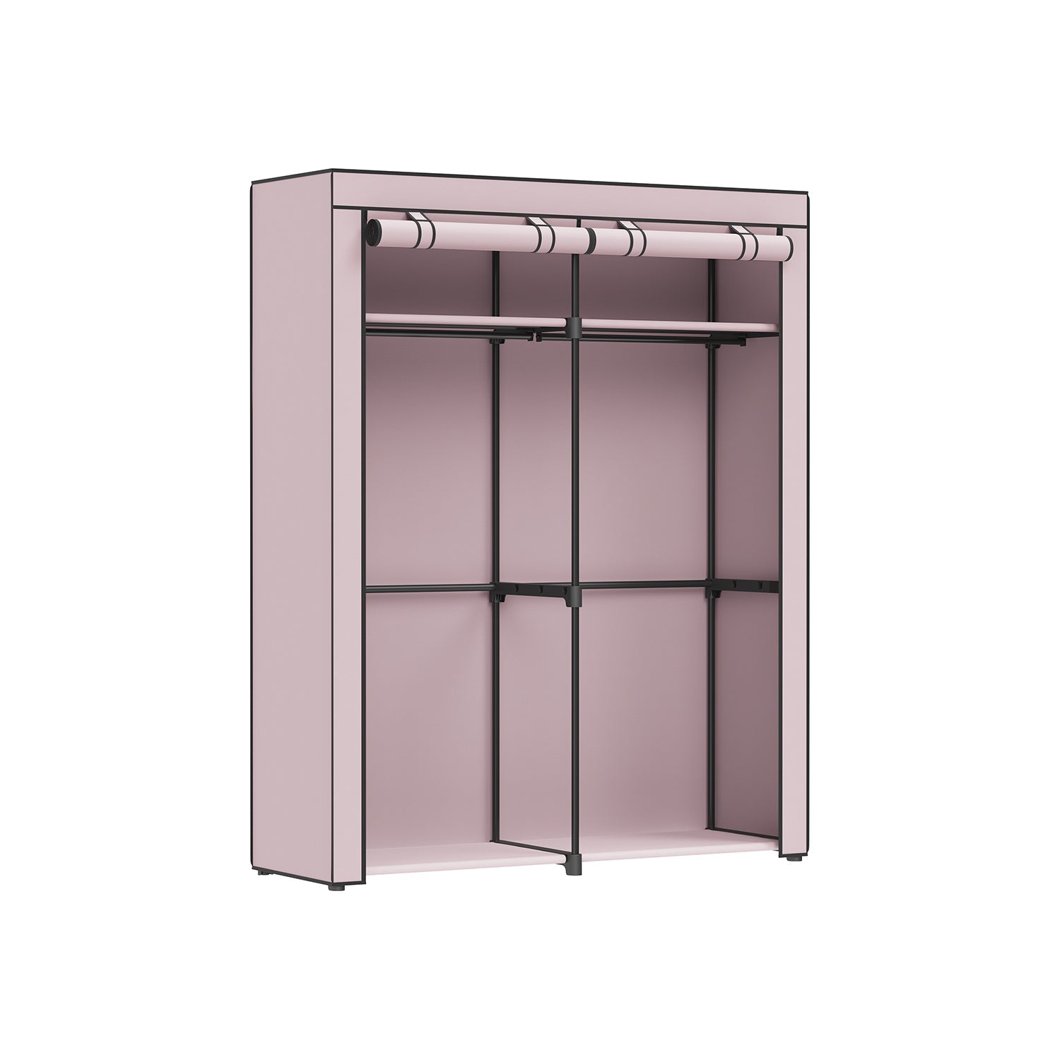 Collapsible Portable Wardrobe – Fabric – Grey – With 2 Clothes Rails