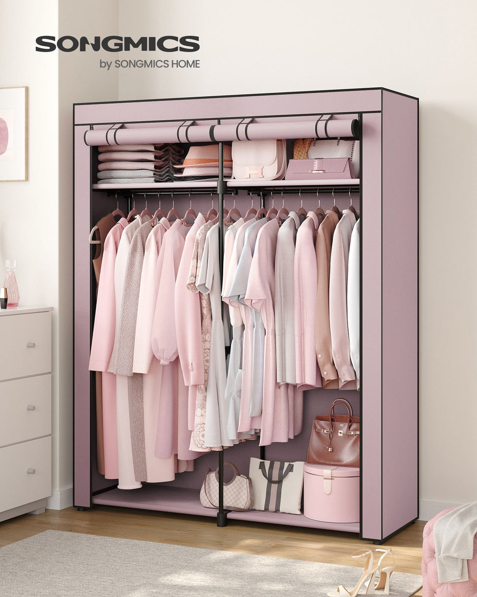 Collapsible Portable Wardrobe – Fabric – Grey – With 2 Clothes Rails
