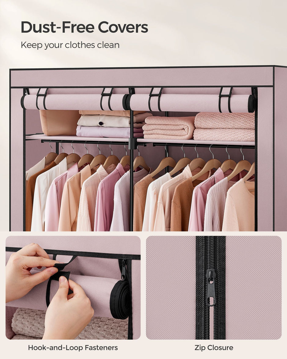 Collapsible Portable Wardrobe – Fabric – Grey – With 2 Clothes Rails