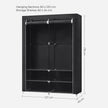 Portable Wardrobe – Fabric – Black – Large Capacity with 2 Hanging Rails and Shelves
