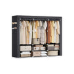 Clothes Wardrobe – Fabric – Black – Large Capacity with 3 Hanging Rails and Shelves