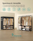 Clothes Wardrobe – Fabric – Black – Large Capacity with 3 Hanging Rails and Shelves