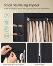 Clothes Wardrobe – Fabric – Black – Large Capacity with 3 Hanging Rails and Shelves