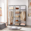 Portable Closet – Non-Woven Fabric – Grey – Large with Herringbone Pattern and Shelves