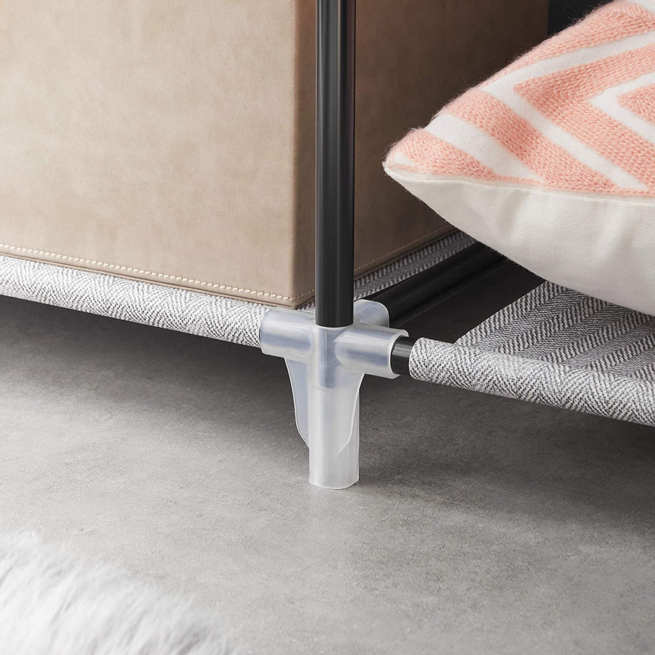 Portable Closet – Non-Woven Fabric – Grey – Large with Herringbone Pattern and Shelves